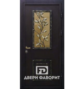 Входная дверь с ковкой и стеклопакетом